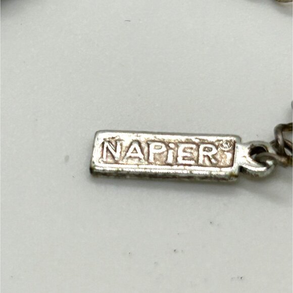 Vintage Napier Silver-Tone Beaded Necklace Textured Cylindrical Metal Beads 18" - Picture 8 of 10